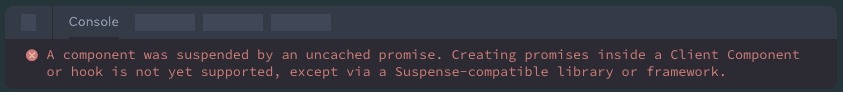 A screenshot of use-hook-warning for
using promise in render